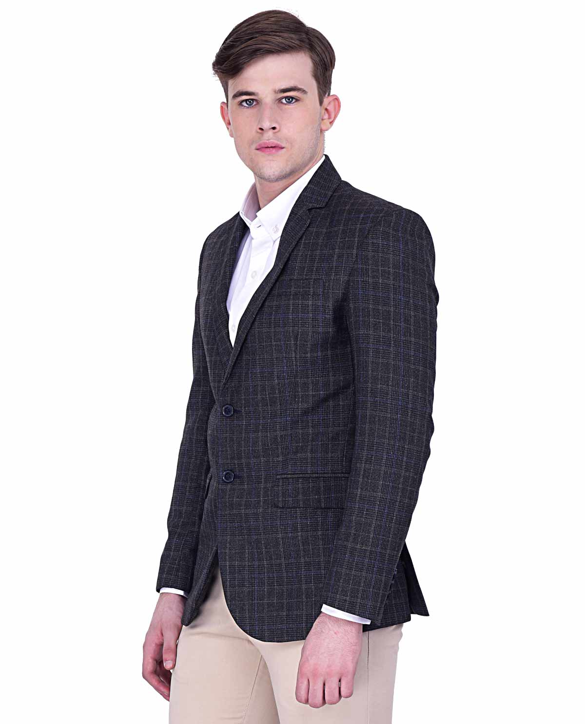 check shirt with check blazer