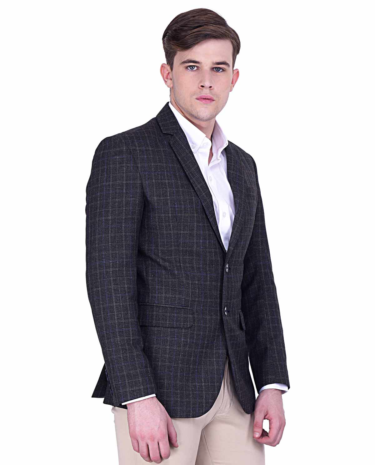 check shirt with check blazer