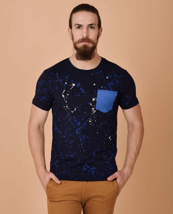 Black-Paint-Print-Tshirt-with-Contrast-Pocket-2