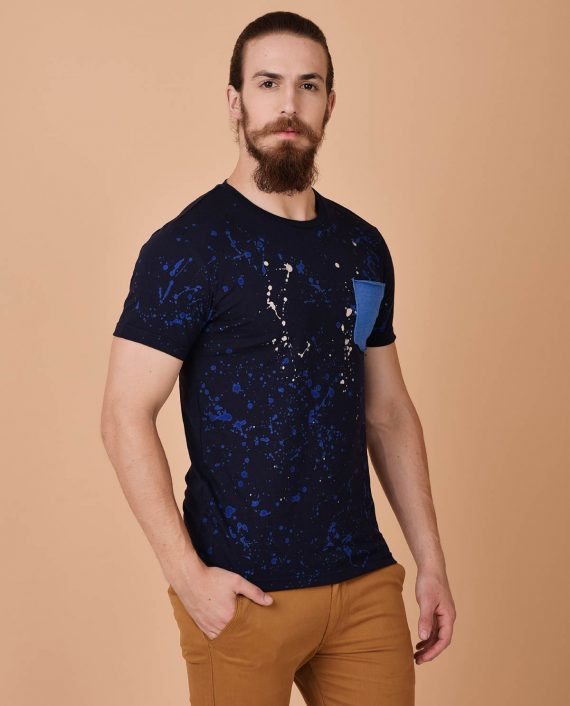 Black-Paint-Print-Tshirt-with-Contrast-Pocket-3