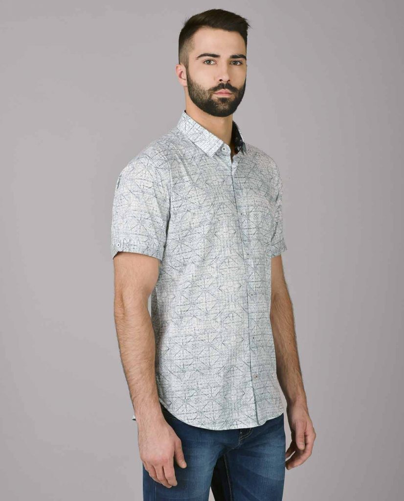 Black-and-White-Printed-Half-Sleeves-Shirt-for-Men-3 - Kashvi Designs