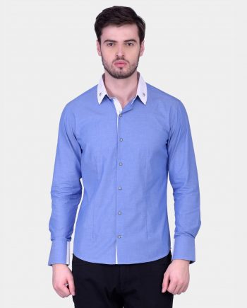 Blue-Full-Sleeves-Shirt-with-White-Collar-2 - Kashvi Designs