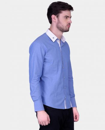 Blue-Full-Sleeves-Shirt-with-White-Collar-4 - Kashvi Designs