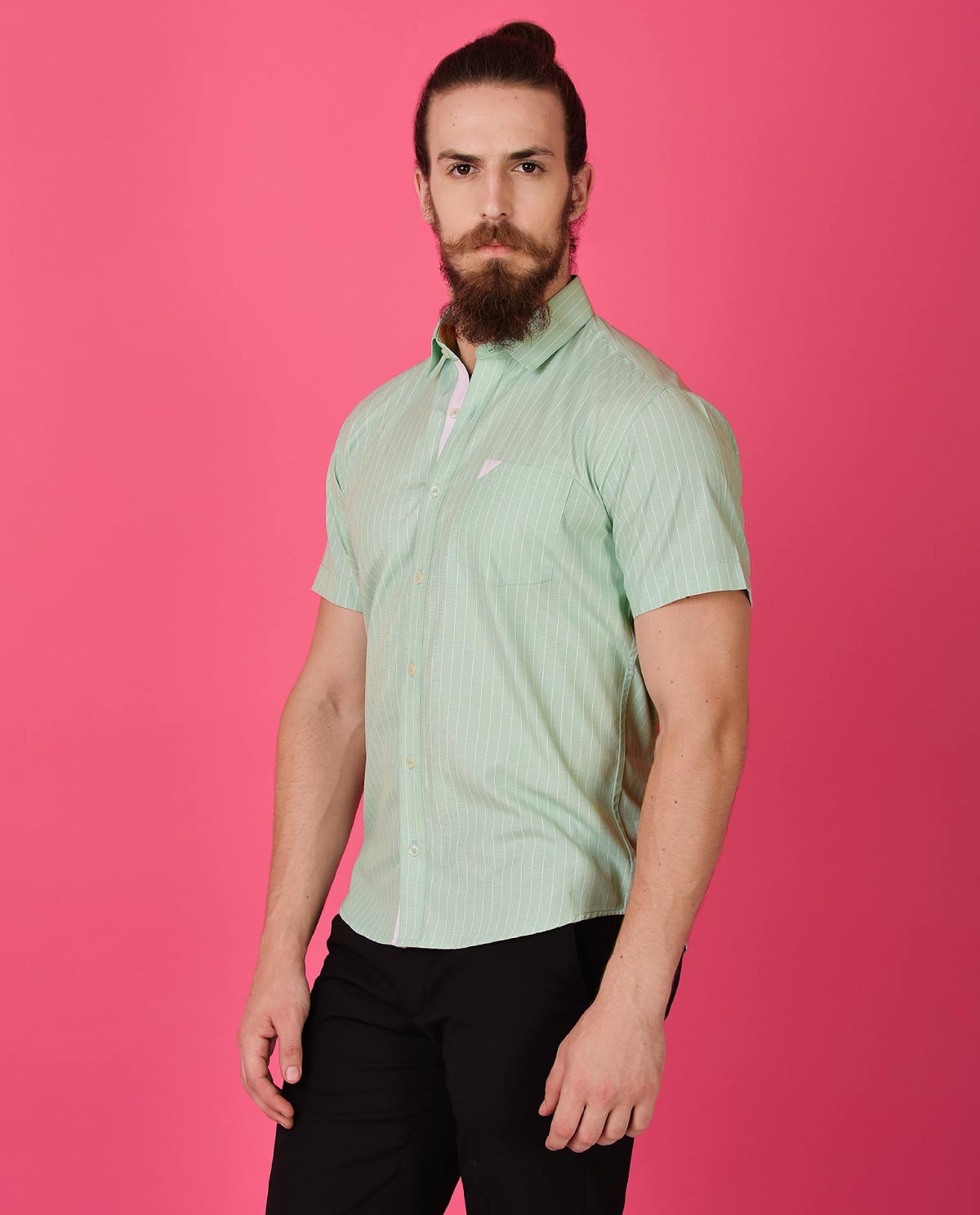 green stripe shirt men