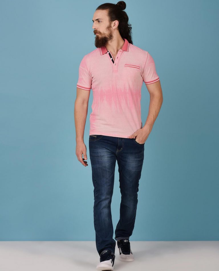 Pink Faded Polo for Men