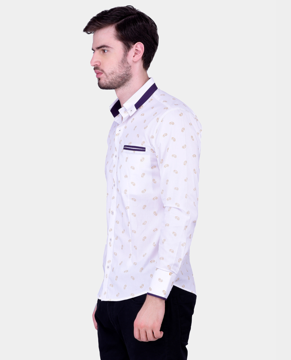 White-Full-Sleeve-Shirt-with-Butta-Print-for-Men-3 - Kashvi Designs
