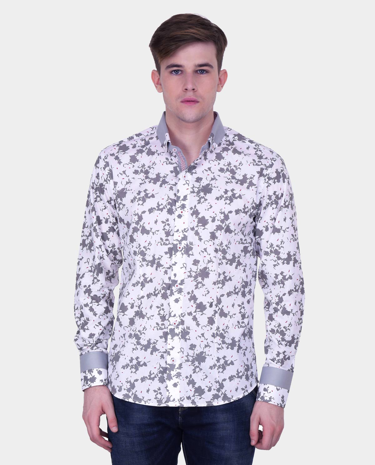 White-Full-Sleeve-Shirt-with-Grey-Print-2 - Kashvi Designs