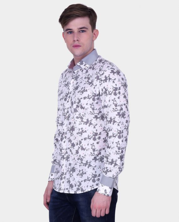 White-Full-Sleeve-Shirt-with-Grey-Print-3 - Kashvi Designs